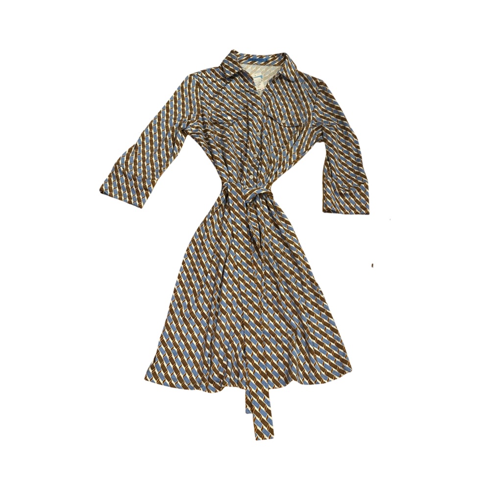 J. McLaughlin Brown/Denim Blue Brynn Dress, Size Medium. - Picture 10 of 11